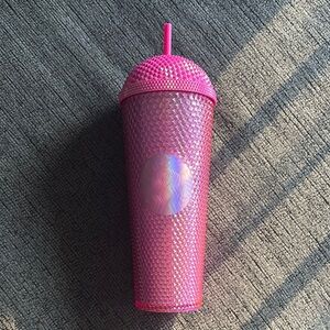 Iridescent Pink Starbucks Tumbler with Straw and Dome Lid